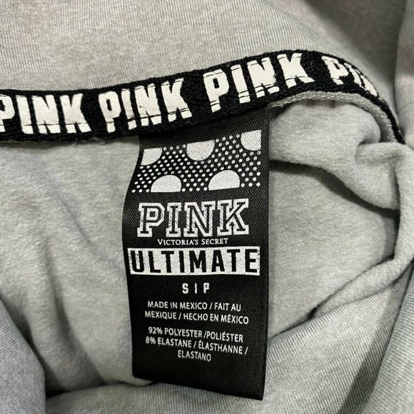 Pink Victorias Secret Top S Turtleneck Pullover Active Zip Pockets Thumbholes - Picture 8 of 10